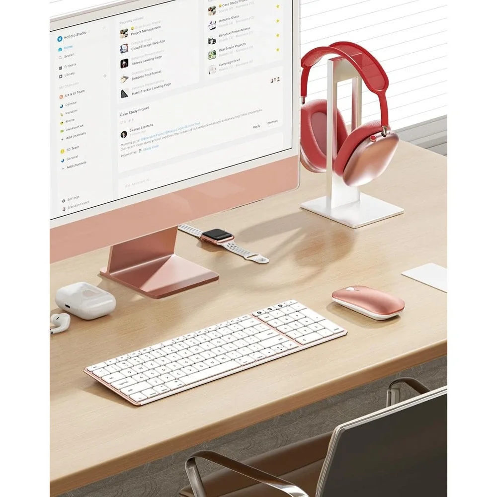 Seenda Bluetooth Keyboard Mouse Combo Rose Gold Mac iPad Ultra Slim Office New